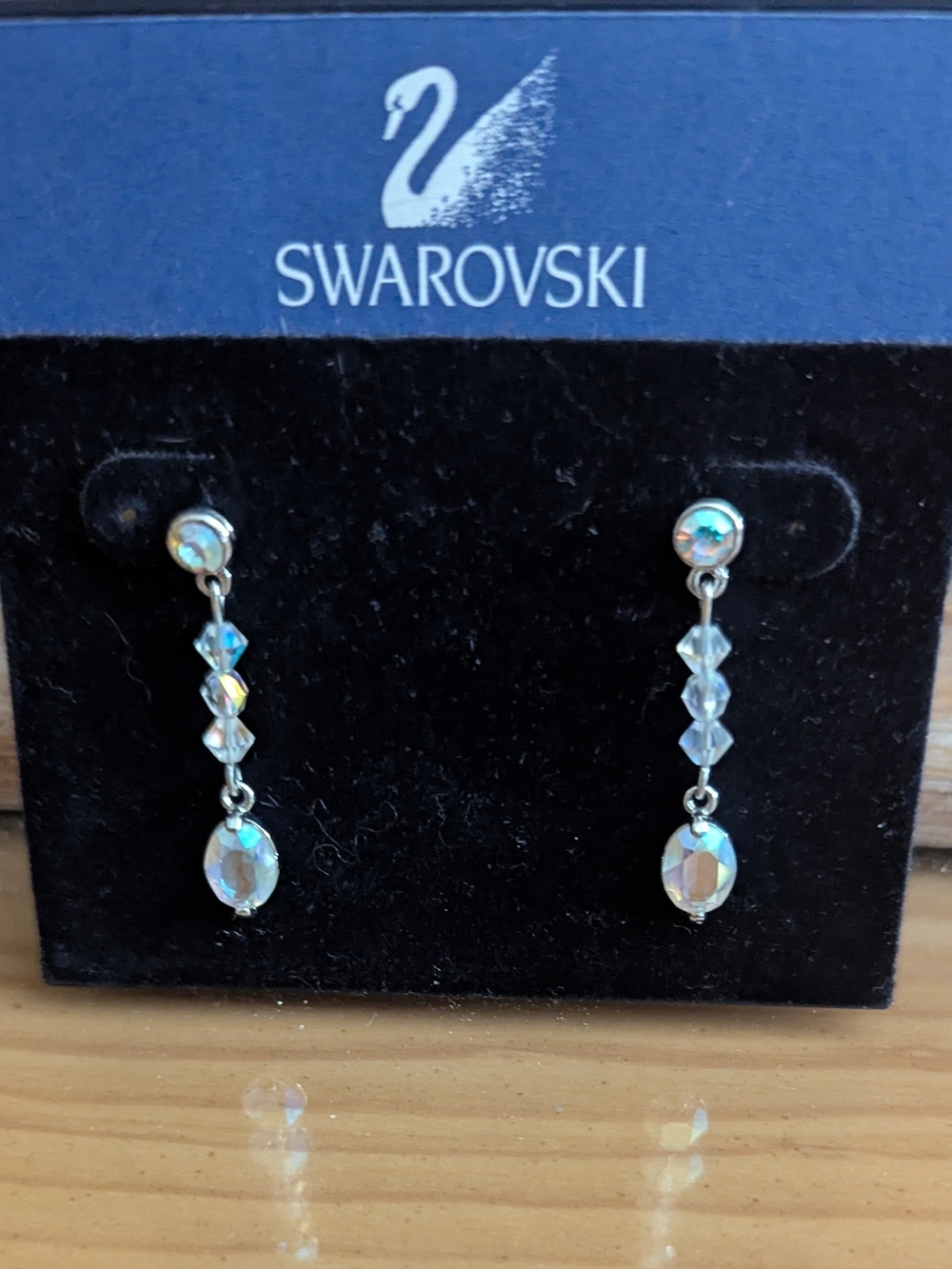 Swarovski Aurora Borealis Crystal Drop Earrings - Silver